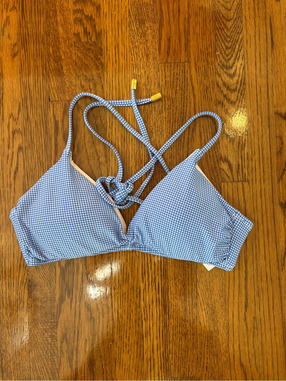 Helen Jon Blue Gingham Triangle Bikini Top